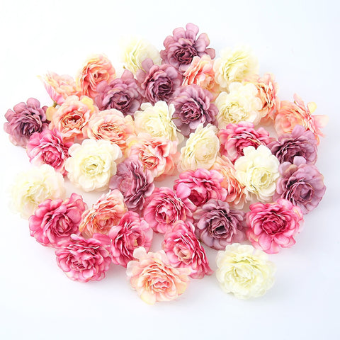 10pcs/lot Artificial Flowers 5CM Silk Rose Head For Wedding Party Home Garden Decorations DIY Craft  Wreath Christmas Flower